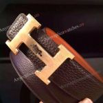 Hermes Brown Leather Belt with 'H' buckle - Buy Replica Hermes Leather Belt Dark Brown